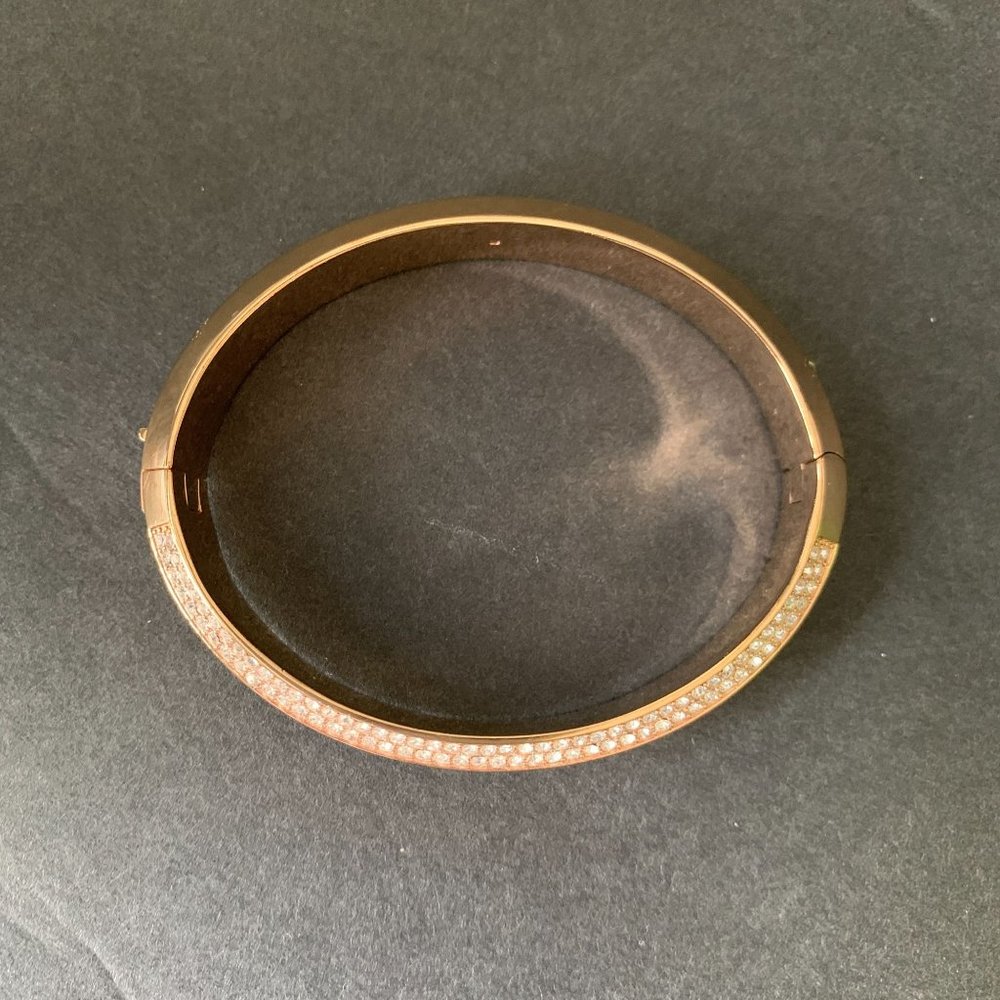 Michael Kors Brilliance Pave Logo Plaque Hinged Bangle Bracelet - Picture 4 of 16